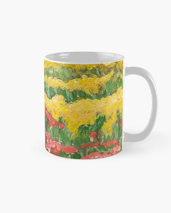 Custom Graphic Coffee Mug | Flower Cup Tall Mug | Pressed Wildflowers Design | Cottagecore Tea Mug | Unique Classic Tea Cup