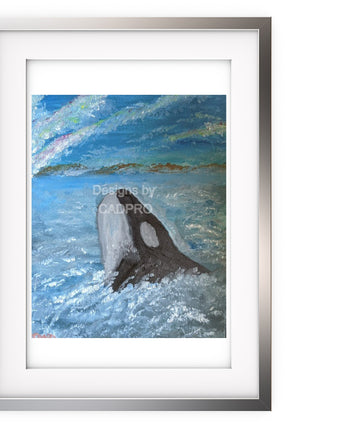 Home Wall Art | Oil Painting of Orca | Ocean Waves On Canvas | Canvas Wall Art | Abstract Blue Sea Painting | Custom Painting