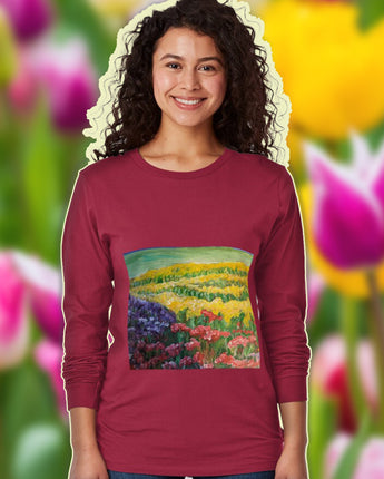 Custom Long Sleeve T-shirt with Flower Design | Custom Unisex Shirt Printing | Custom Printing T-shirt | T-shirt custom | Personalized Shirt