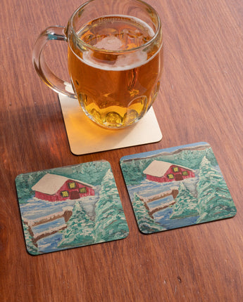 Warm Christmas Coasters | Table Coasters | Personalized Holiday Coasters (Set of 4)