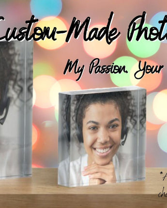 Custom-Made Photo Glass Block | Personalized Diamond-Cut Glass Desk Art | Custom Glass Art | Custom Glass Photo | Desktop Decor